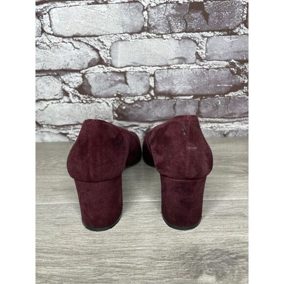David Aaron Burgundy Maroon Suede Leather Round High Heels Women Sz 6.5M US/37EU - Picture 5 of 16